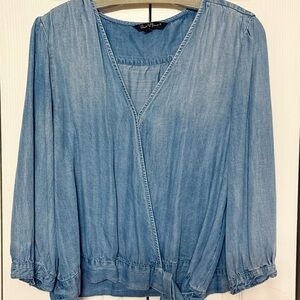 Velvet Heart Blue Wrap Blouse with 3/4 Sleeves